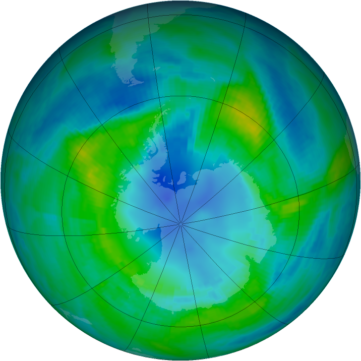 Antarctic ozone map for 17 April 1982